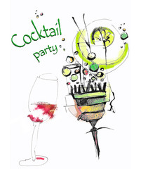 Sketch of cocktails, alcohol drinks - 349162672