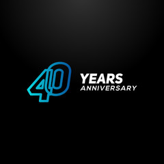 40 Years Anniversary Gradient Number Vector Design