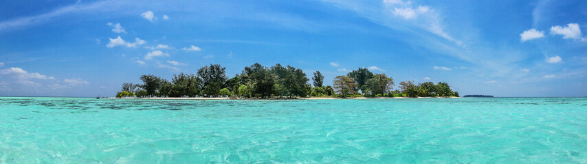tropical island. panoramic shoot of cemara kecil island, Karimunjawa, Indonesia