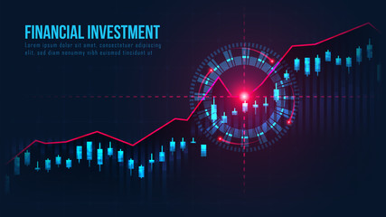 Stock market or forex trading graph with buy target signal suitable for financial investment or Economic trends business idea and all art work design. Abstract finance background. Vector illustration