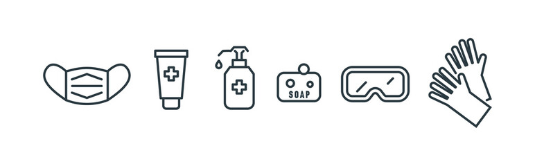 Personal protection equipment icons. Vector icon