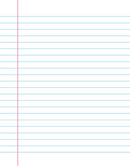 White sheet of notebook . Notebook sheet in a line with a red line border..School concept.