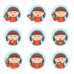 Girl Facial expression Circle icon Variation 1