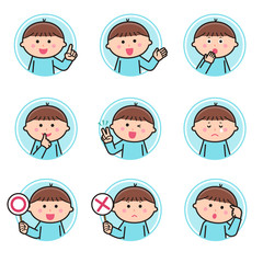 Boy Facial expression Circle icon Variation 2
