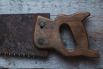 old tools on wooden background