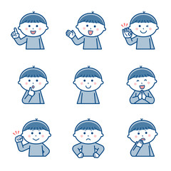 Boy Upper body Facial expression Variation 1 / Two colors