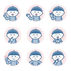 Boy Facial expression Circle icon Variation 1 / Two colors