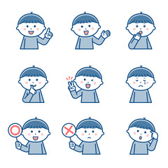 Boy Upper body Facial expression Variation 2 / Two colors