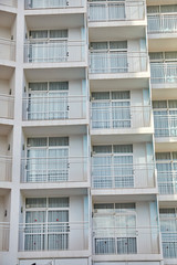 White holiday apartment building