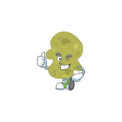 Caricature picture of verrucomicrobia with Thumbs up finger