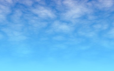 Naklejka na ściany i meble Blue sky background with white clouds. Cumulus white clouds in the clear blue sky in the morning. 3D illustration