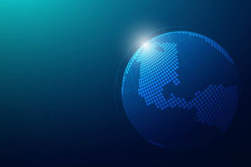 Naklejka premium Global network connection with business concept and world map line, vector illustrator