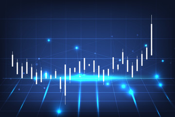 Business candle stick graph chart of stock market investment trading on dark background design. Bullish point, Trend of graph. Vector illustration