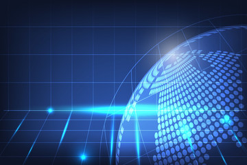 Global network connection with business concept and world map line, vector illustrator