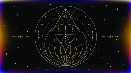Vector illustration of the lotus sacred geometry yoga symbol