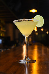 yellow colored cocktail bar and restaurant in glass