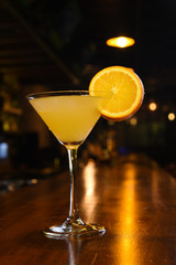 orange colored cocktail bar and restaurant in glass