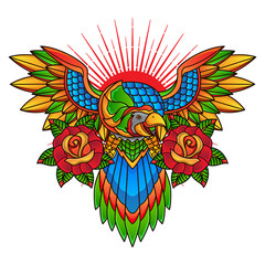 traditional parrot tattoo design