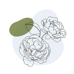 Rose flower icon Line art.  Abstract minimal flora design for cover, prints, fabric and wallpaper. Vector illustration