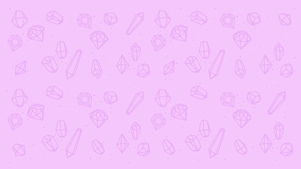 Vector illustration of the outline contour gems on the colored pink background

