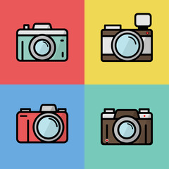 Camera set icon vector illustration, flat design modern concept