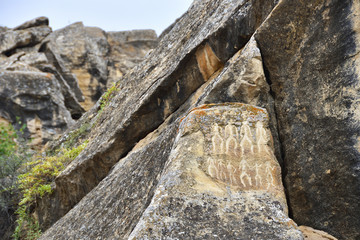 Ancient petroglyphs in Gobustan, Azerbaijan