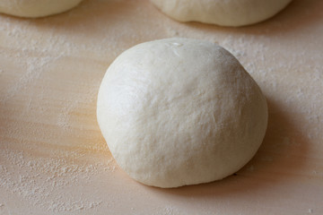 Fototapeta na wymiar Pizza dough. Isolated pizza ball before cooking