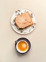 morning coffee and sandwich