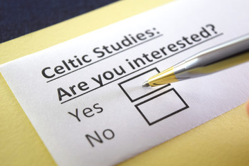 Obraz premium One person is answering question about celtic studies.