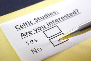Fototapeta premium One person is answering question about celtic studies.