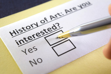 Fototapeta premium One person is answering question about history of art.