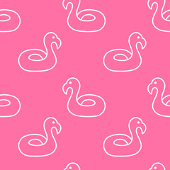 Fototapeta premium Flamingo float seamless pattern. Summer beach background. Vector illustration.