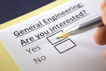 Fototapeta premium One person is answering question about general engineering.