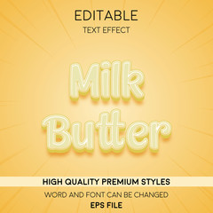 Editable illustrator milk butter style premium text effect