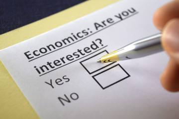 Obraz premium One person is answering question about economics.