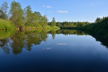 Fototapeta na wymiar summer calm lake in the forest