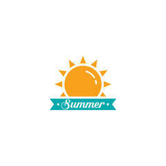 Fototapeta premium Summer sun logo flat design concept