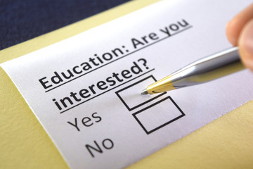 Fototapeta premium One person is answering question about education.