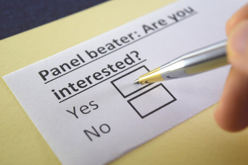 Fototapeta premium One person is answering question about panel beater.