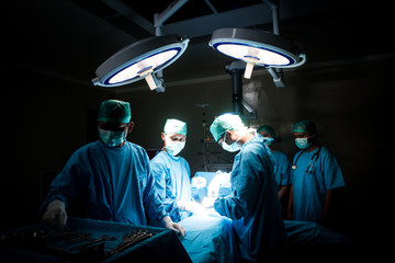 Medical Team Performing Surgical Operation in Modern Operating Room