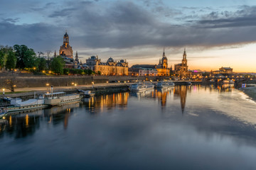 Fototapeta na wymiar Dresden Skyline at Twilight, Saxony, Germany