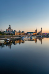 Fototapeta na wymiar Dresden Skyline in the Evening Vertical, Saxony, Germany