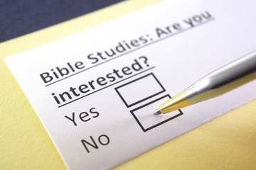 One person is answering question about bible studies.