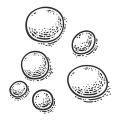 Fototapeta premium drops of water on the surface sketch engraving vector illustration. T-shirt apparel print design. Scratch board imitation. Black and white hand drawn image.