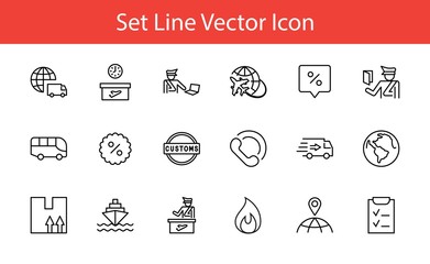 International Customs Day Set Line Vector Icons. Editable Stroke. 32x32 Pixels