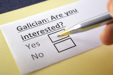 One person is answering question about Galician.