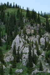 Amazing high-mountain crystal lake in Kazakhstan