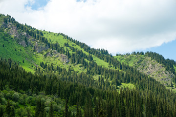 Amazing high-mountain crystal lake in Kazakhstan