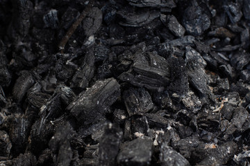 Close up of coal, texture. Pile of black natural coal