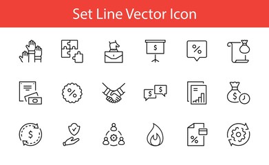 Set of Business Cooperation Vector Line Icons. Contains such Icons as Puzzle, Partnership, Money, Handshake, Dollars, Team, Synergy, Work, Interaction and more. Editable Stroke. 32x32 Pixels